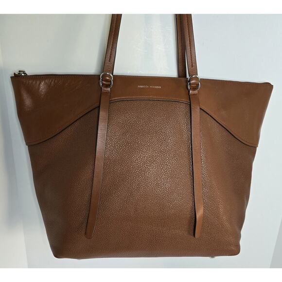 Rebecca Minkoff Signature Top Zip Tote Bag Dk Luggage Cognac MSRP $358 - Picture 2 of 15